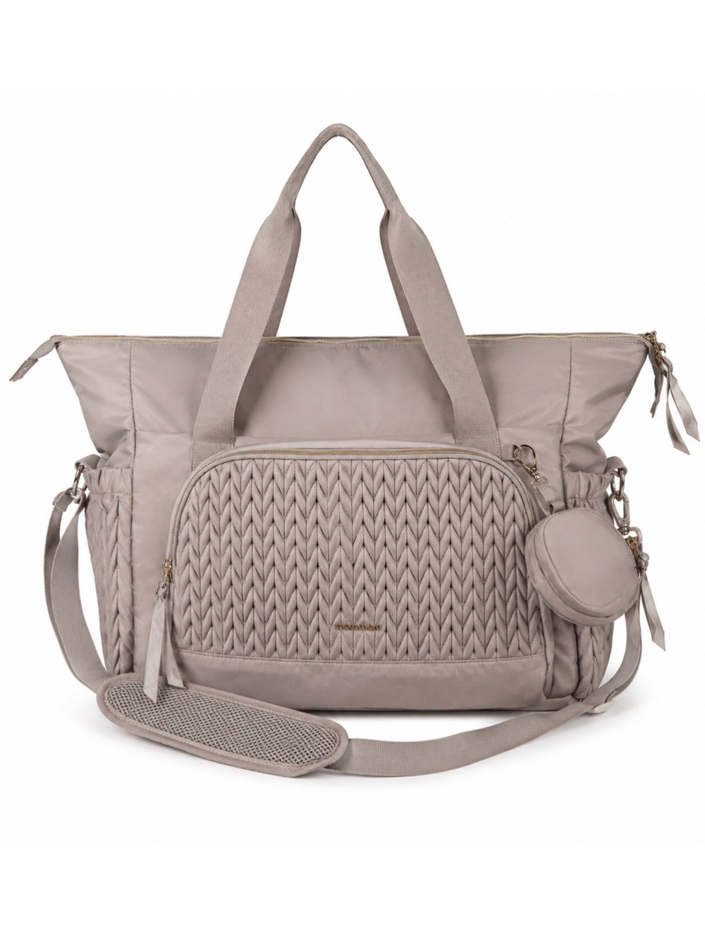 mommore Large Diaper Bag Tote Brown Taupe Travel Baby Bag Pacifier Case